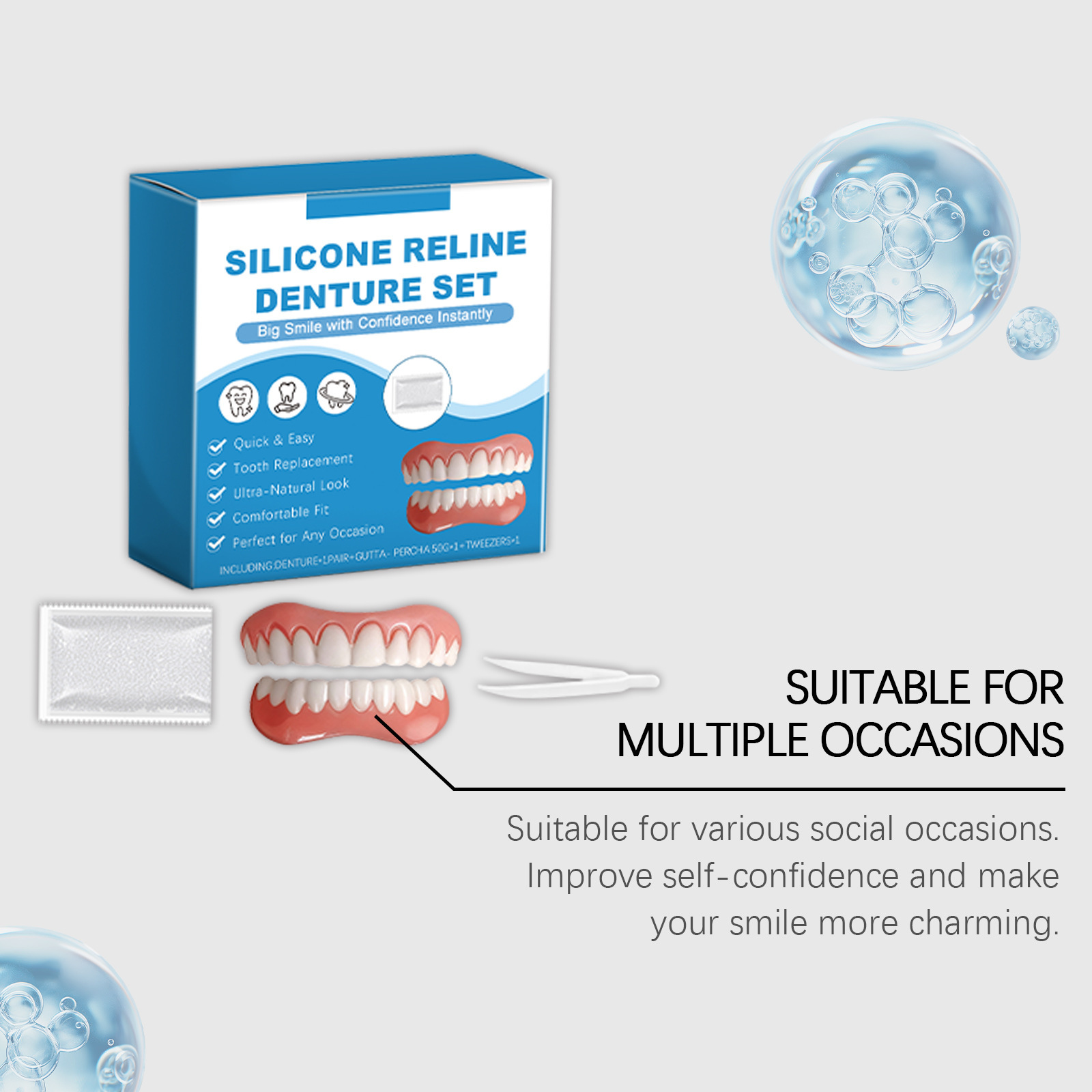 Kit Completo de Prótese Dentár - Full Cover Adhesive avaliação e preço